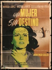 5k119 UNA MUJER SIN DESTINO Mexican poster 1950 Carlos de la Vega art of anguished Marga Lopez!
