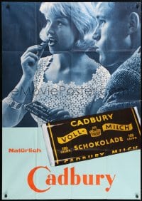 5k220 CADBURY 33x47 German advertising poster 1960s great image of happy couple eating chocolate!
