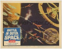 5m372 BATTLE IN OUTER SPACE LC #2 1960 cool special effects scene with ships attacking each other!