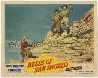 5m377 BELLS OF SAN ANGELO LC #7 1947 Roy Rogers has two bad guys at gunpoint trapped on rocky ridge!