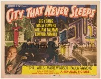 5m044 CITY THAT NEVER SLEEPS TC 1953 Gig Young, Marie Windsor, Mala Powers, art of Chicago!