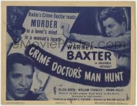 5m049 CRIME DOCTOR'S MAN HUNT TC 1946 Warner Baxter, Ellen Drew, from famous radio program!