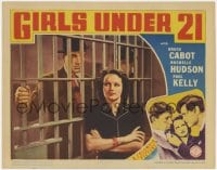 5m531 GIRLS UNDER 21 LC 1940 Rochelle Hudson turns her back on Bruce Cabot behind prison bars!