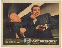 5m541 GOLDFINGER LC #5 1964 c/u of Sean Connery as James Bond wrestling gun from Gert Frobe!