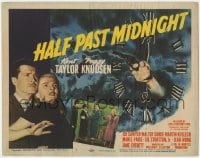 5m126 HALF PAST MIDNIGHT TC 1948 Kent Taylor, Peggy Knudsen, cool gun in clock film noir artwork!