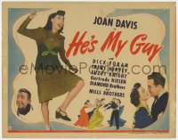 5m132 HE'S MY GUY TC 1943 wacky World War II working girl Joan Davis, Dick Foran, and cast!
