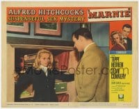 5m617 MARNIE LC #5 1964 Tippi Hedren stops Sean Connery from getting in safe, Alfred Hitchcock!
