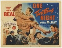 5m224 ONE THRILLING NIGHT TC 1942 great image of John Beal carrying pretty Wanda McKay!