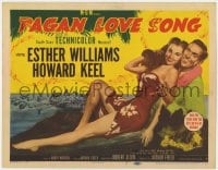 5m229 PAGAN LOVE SONG TC 1950 art of sexy Esther Williams in sarong w/ Howard Keel in Tahiti!