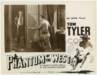 5m664 PHANTOM OF THE WEST photolobby R1940s Tom Tyler waits for bad guy on other side of the door!