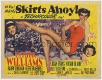 5m266 SKIRTS AHOY TC 1952 sexy Esther Williams in sailor cap smiling & showing her legs!