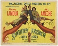 5m268 SLIGHTLY FRENCH TC 1948 Dorothy Lamour, Don Ameche & co-stars sitting on giant sexy legs!
