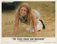 5m753 TEXAS CHAINSAW MASSACRE LC #1 1974 close up of terrified Marilyn Burns covered in blood!