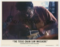 5m758 TEXAS CHAINSAW MASSACRE LC #7 1974 c/u of Gunnar Hansen as Leatherface holding chainsaw!