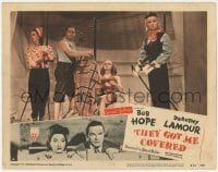 5m766 THEY GOT ME COVERED LC #6 R1951 Bob Hope w/skiing mannequins in store window, Dorothy Lamour!
