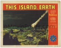 5m769 THIS ISLAND EARTH LC #7 1955 cool image of comet-like bomb crashing in barren area!
