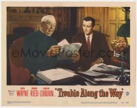 5m792 TROUBLE ALONG THE WAY LC #8 1953 close up of John Wayne appealing to priest Charles Coburn!