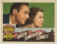 5m807 WHEN TOMORROW COMES LC #8 R1948 great close up of smiling Irene Dunne & Charles Boyer!