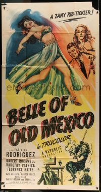 5p621 BELLE OF OLD MEXICO 3sh 1950 full-length art of sexiest dancer Estelita Rodriguez!