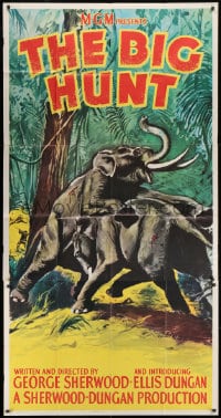 5p626 BIG HUNT 3sh 1959 great art of elephants fighting in the Indian jungle, ultra rare!