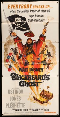 5p629 BLACKBEARD'S GHOST 3sh 1968 Walt Disney, artwork of wacky pirate Peter Ustinov!