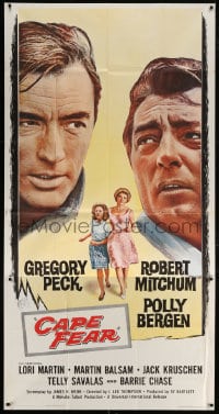 5p642 CAPE FEAR 3sh 1962 Gregory Peck, Robert Mitchum, Polly Bergen, classic film noir!