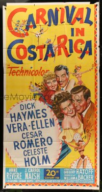 5p643 CARNIVAL IN COSTA RICA 3sh 1947 art of Haymes, Vera-Ellen, Romero & Holm in Central America!