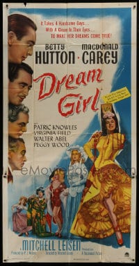 5p689 DREAM GIRL 3sh 1948 Macdonald Carey & handsome guys make Betty Hutton's dreams come true!