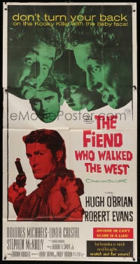 5p699 FIEND WHO WALKED THE WEST 3sh 1958 don't turn your back on the killer with the baby face!