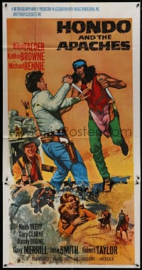 5p738 HONDO & THE APACHES int'l 3sh 1967 art of Ralph Taeger fighting Native American Indians!