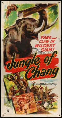 5p766 JUNGLE OF CHANG 3sh 1951 Man och Kvinna, filmed on the spot in wildest Siam, fang & claw!