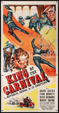 5p772 KING OF THE CARNIVAL 3sh 1955 Republic serial, crime & circus trapeze disaster artwork!
