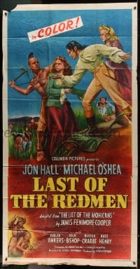5p782 LAST OF THE REDMEN 3sh 1947 Jon Hall, Evelyn Ankers, adapted from The Last of the Mohicans!