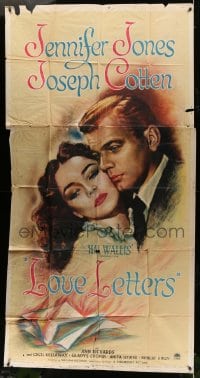 5p797 LOVE LETTERS 3sh 1945 romantic art of Joseph Cotten & beautiful Jennifer Jones, by Ayn Rand!