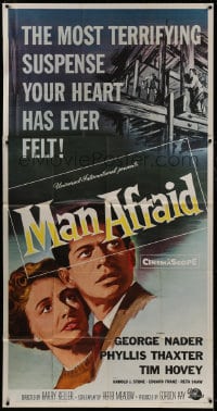 5p805 MAN AFRAID 3sh 1957 George Nader, the most terrifying suspense your heart has ever felt!