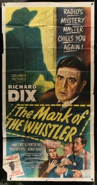 5p812 MARK OF THE WHISTLER 3sh 1944 art of Richard Dix, William Castle, radio's mystery master!