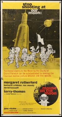 5p822 MOUSE ON THE MOON int'l 3sh 1963 cool cartoon art of English astronauts on moon!