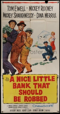 5p834 NICE LITTLE BANK THAT SHOULD BE ROBBED 3sh 1958 Tom Ewell, Mickey Rooney & Shaughnessy!