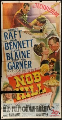 5p837 NOB HILL 3sh 1945 art of George Raft, Joan Bennett, Vivian Blaine & Peggy Ann Garner, rare!