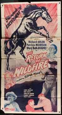 5p867 RETURN OF WILDFIRE 3sh 1948 western cowboy Richard Arlen, Patricia Morison, cool horse art!