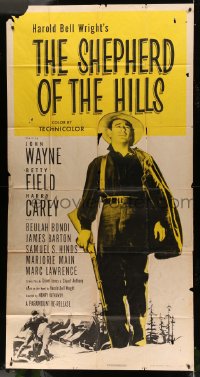 5p886 SHEPHERD OF THE HILLS 3sh R1955 full-length John Wayne w/rifle, from Harold Bell Wright novel!