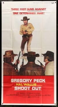 5p890 SHOOT OUT 3sh 1971 great full-length image of gunfighter Gregory Peck vs. 3 fast guns!