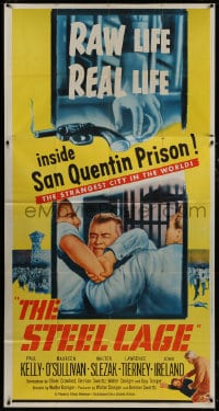 5p903 STEEL CAGE 3sh 1954 Paul Kelly is a criminal inside San Quentin prison, raw life!