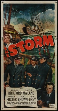 5p906 STORM 3sh R1948 Charles Bickford, Barton MacLane & Preston Foster at sea in foul weather!