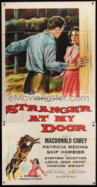 5p909 STRANGER AT MY DOOR 3sh 1956 preacher MacDonald Carey's faith can't save this killer!