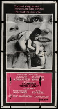 5p954 WOMEN IN LOVE int'l 3sh 1970 Ken Russell, Glenda Jackson, male nude wrestling scene!