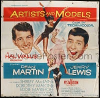 5p072 ARTISTS & MODELS 6sh 1955 Dean Martin & Jerry Lewis, sexy Shirley MacLaine, great art, rare!