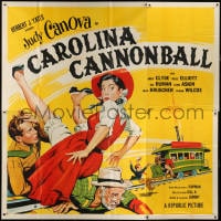 5p076 CAROLINA CANNONBALL 6sh 1955 wacky art of Judy Canova on train tracks, sci-fi comedy!