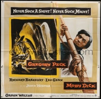 5p099 MOBY DICK 6sh 1956 John Huston, great art of Gregory Peck as Ahab & the giant whale!