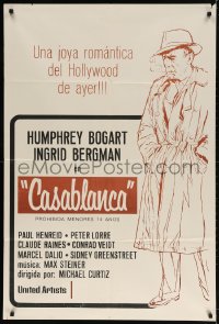 5p412 CASABLANCA Argentinean R1970s different art of Humphrey Bogart, Michael Curtiz classic!